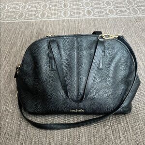 Vera Bradley Diana Black Pebbled Leather Domed Satchel